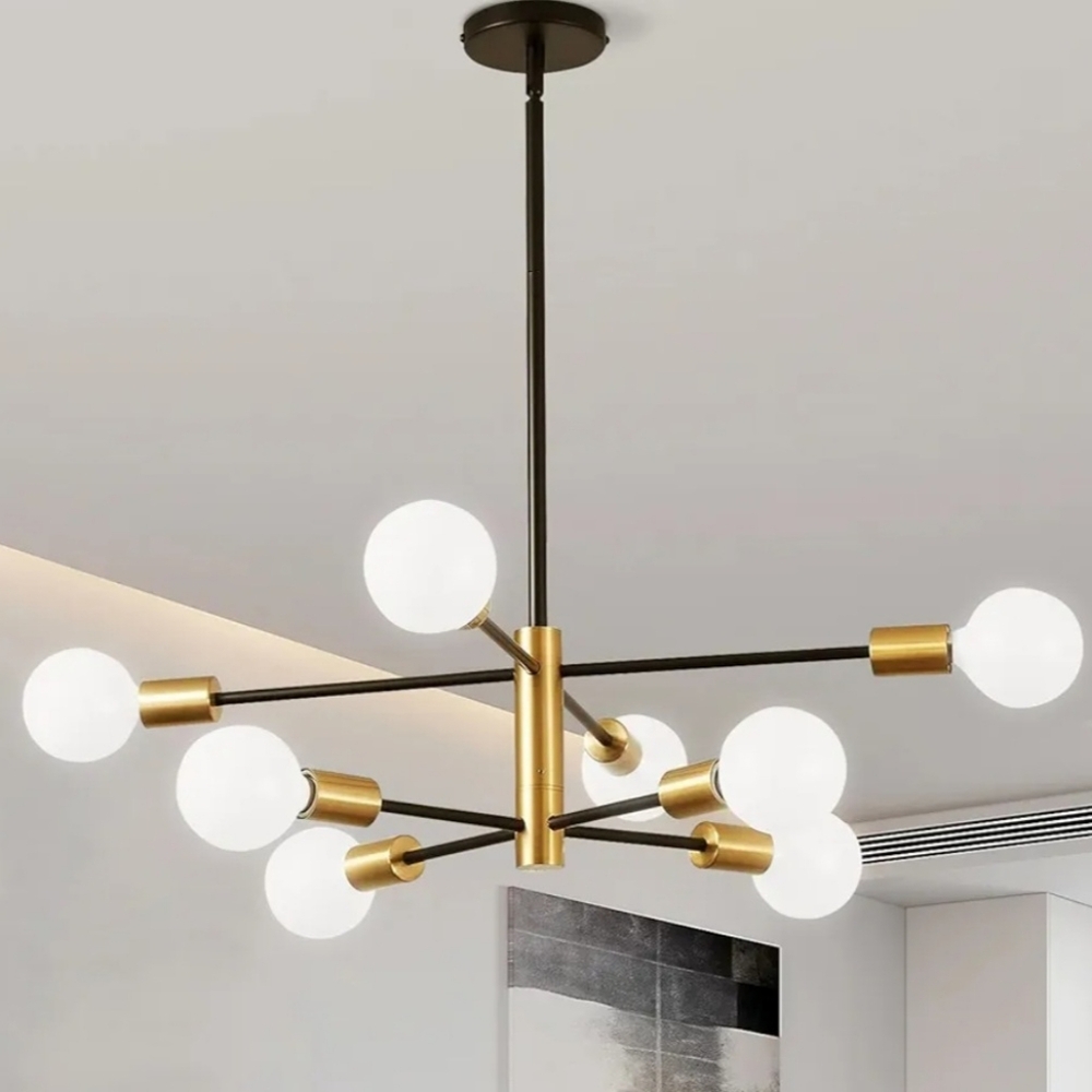Beautiful 8 Bulb Gold & Black Modern Light Fixture